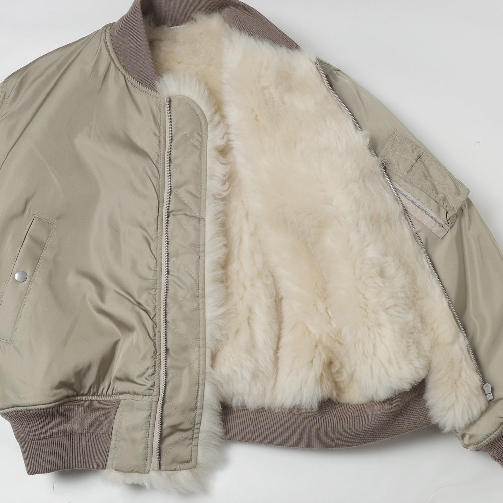 SILK TWILL FLIGHT BLOUSON / MERINO MOUTON LINING