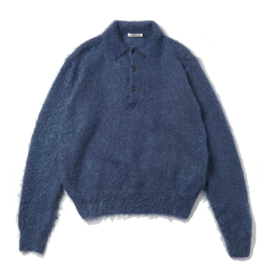 BRUSHED SUPER KID MOHAIR KNIT POLO