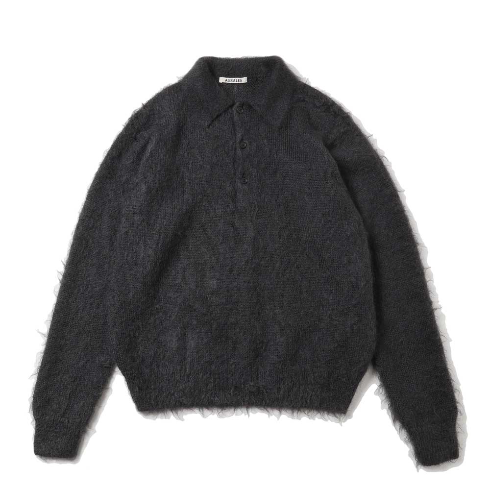 BRUSHED SUPER KID MOHAIR KNIT POLO