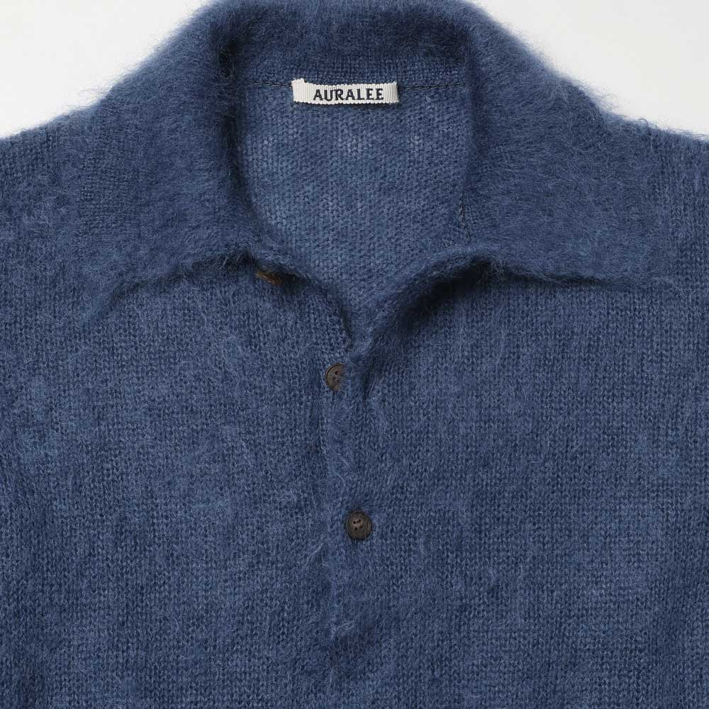 BRUSHED SUPER KID MOHAIR KNIT POLO