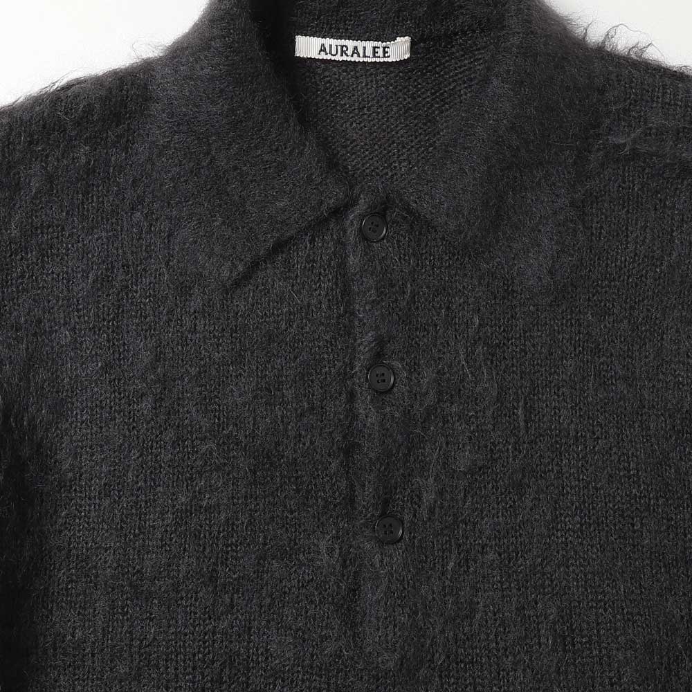 BRUSHED SUPER KID MOHAIR KNIT POLO