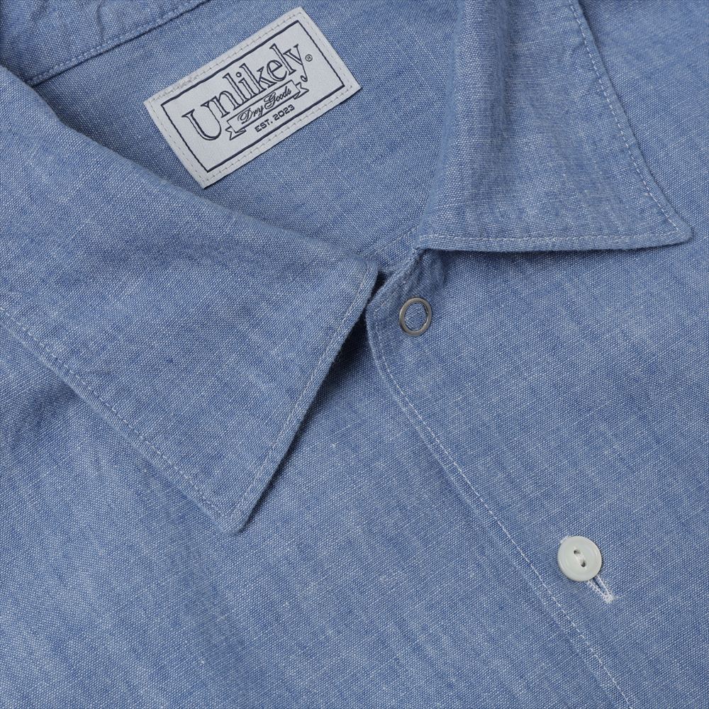 Unlikely Open Collar Work Chambray with Flower