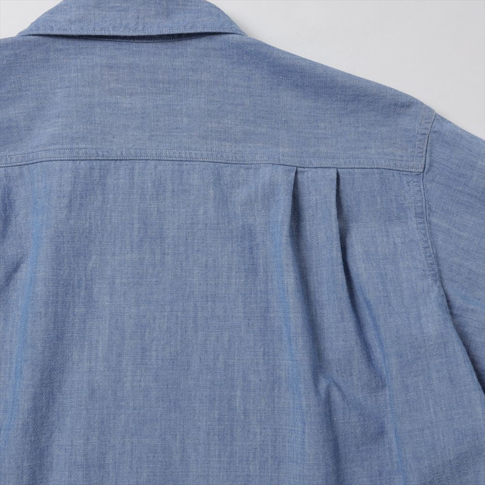 Unlikely Open Collar Work Chambray with Flower