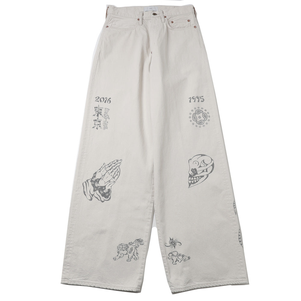 TATTOO FLASH PRINT MODERN DENIM WIDE CUT