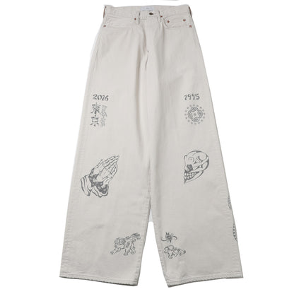 TATTOO FLASH PRINT MODERN DENIM WIDE CUT