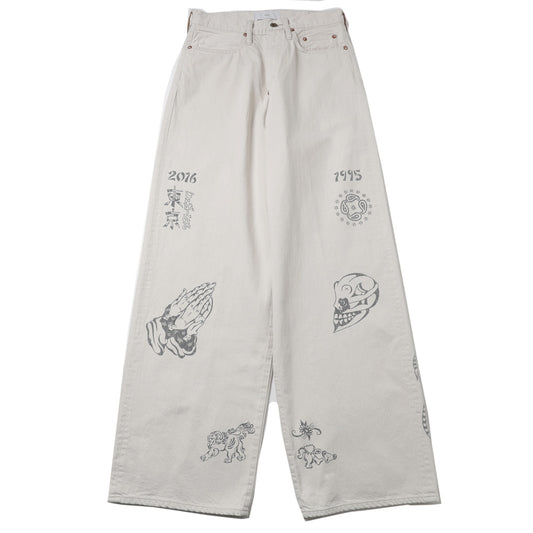 TATTOO FLASH PRINT MODERN DENIM WIDE CUT