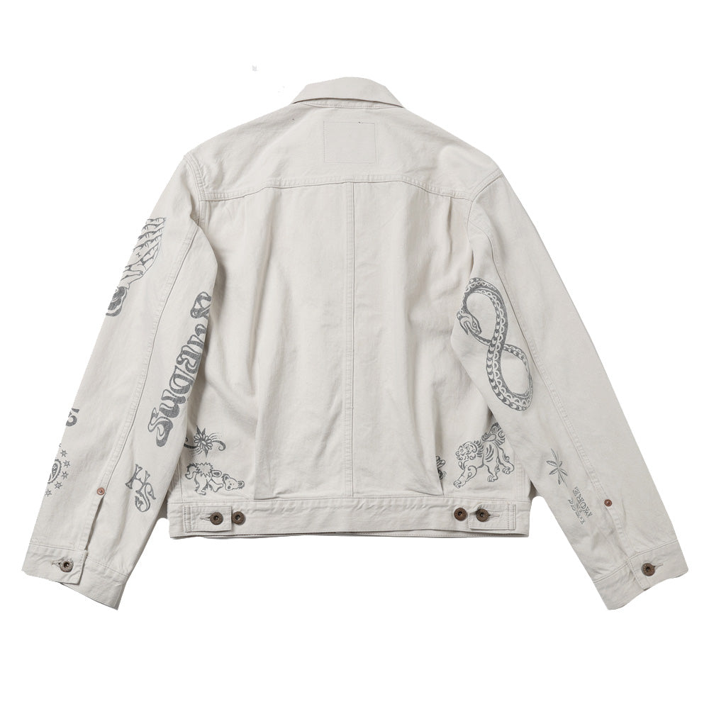 TATTOO FLASH PRINT DENIM JACKET