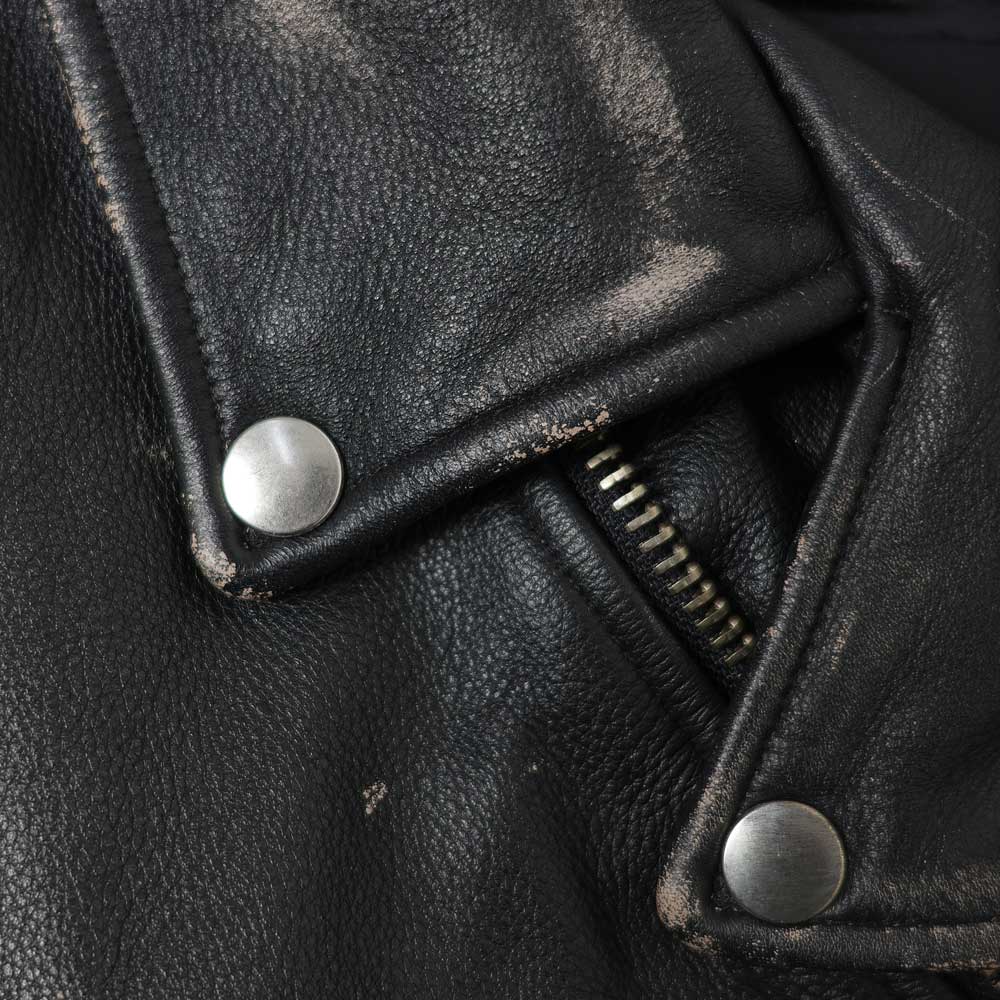 Distressed Leather Biker Jackt