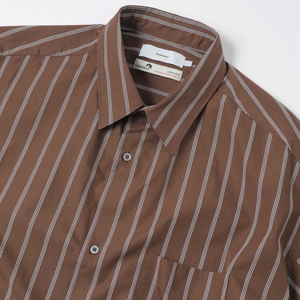 Graphpaper) SIDOGRAS Stripe L/S Oversized Regular Collar Shirt