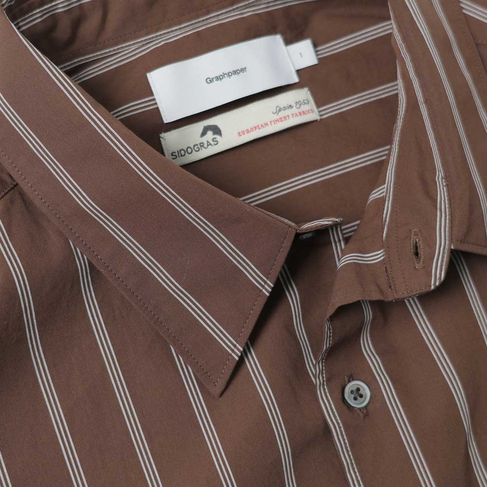 Graphpaper) SIDOGRAS Stripe L/S Oversized Regular Collar Shirt