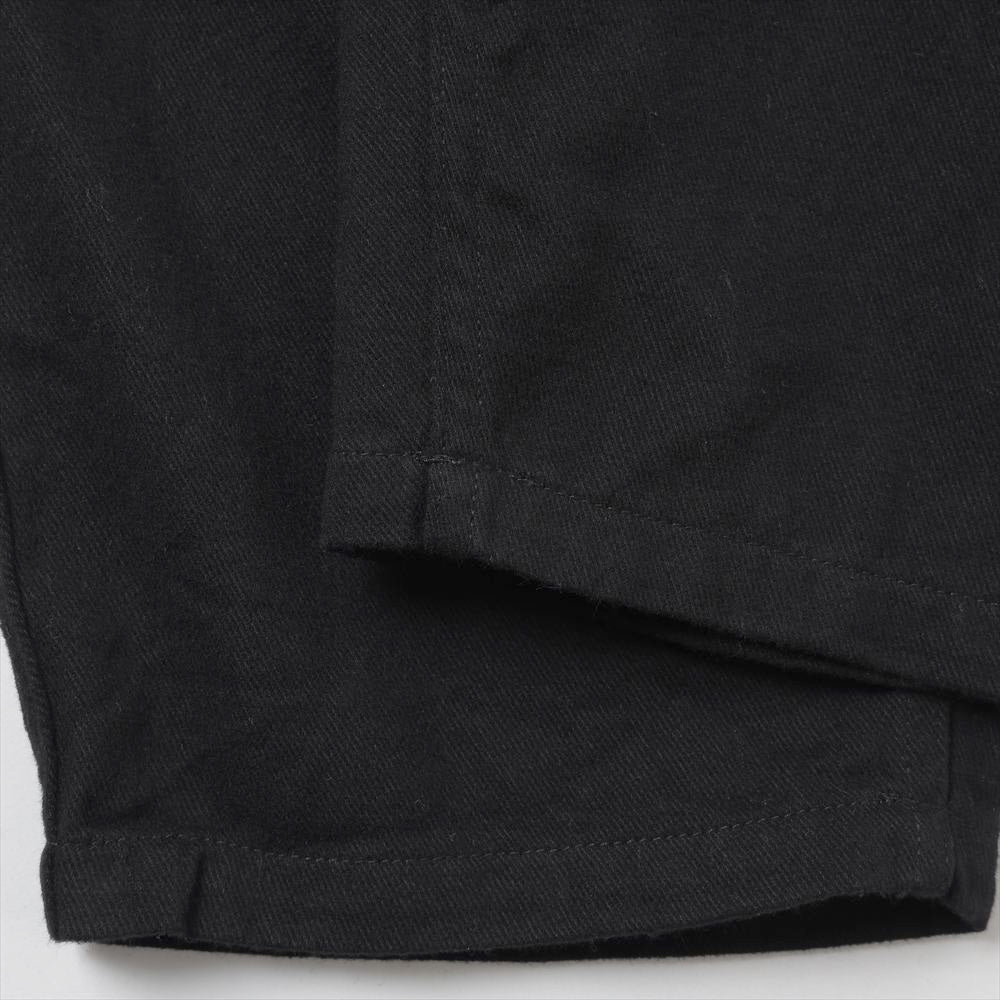 Black drill tapered trousers