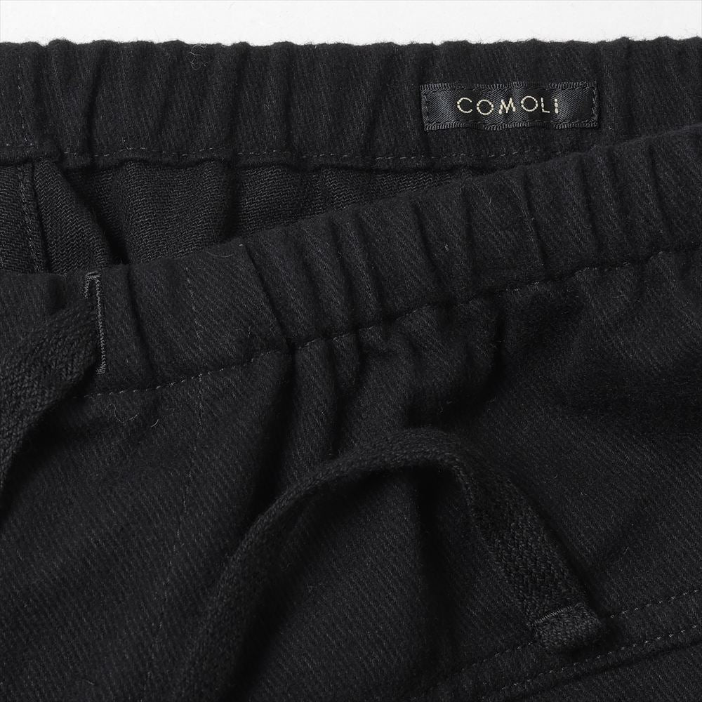 Black drill tapered trousers