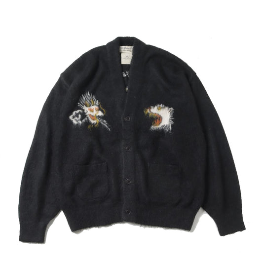 Brushed knit cardigan (Dragon and Tiger pattern)