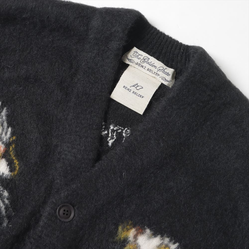 Brushed knit cardigan (Dragon and Tiger pattern)