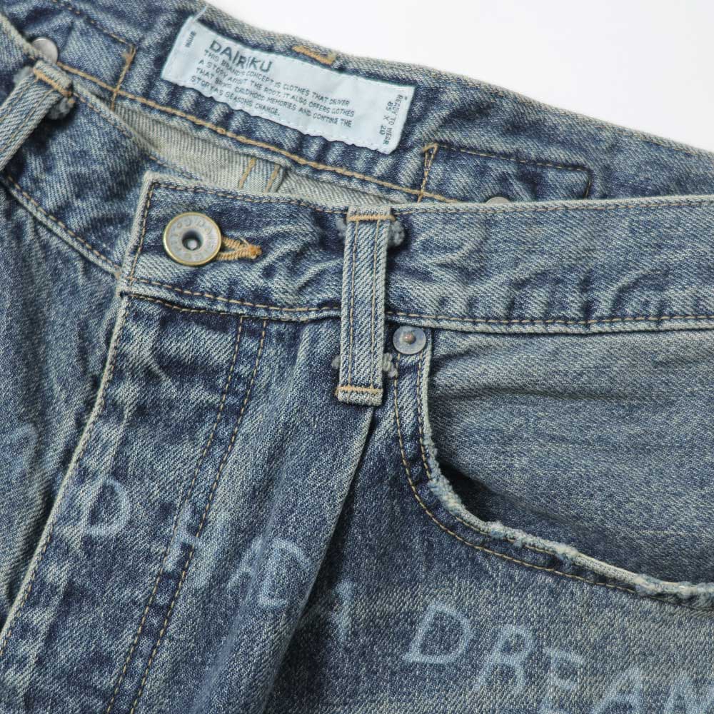 TATTOO Laser Printed Wide Denim Pants