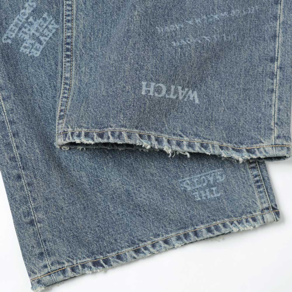 TATTOO Laser Printed Wide Denim Pants