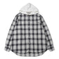 Distressed Hooded Check Shirts (GRAY)