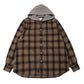 Distressed Hooded Check Shirts (BROWN)