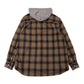 Distressed Hooded Check Shirts (BROWN)