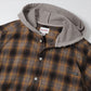 Distressed Hooded Check Shirts (BROWN)