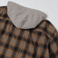 Distressed Hooded Check Shirts (BROWN)
