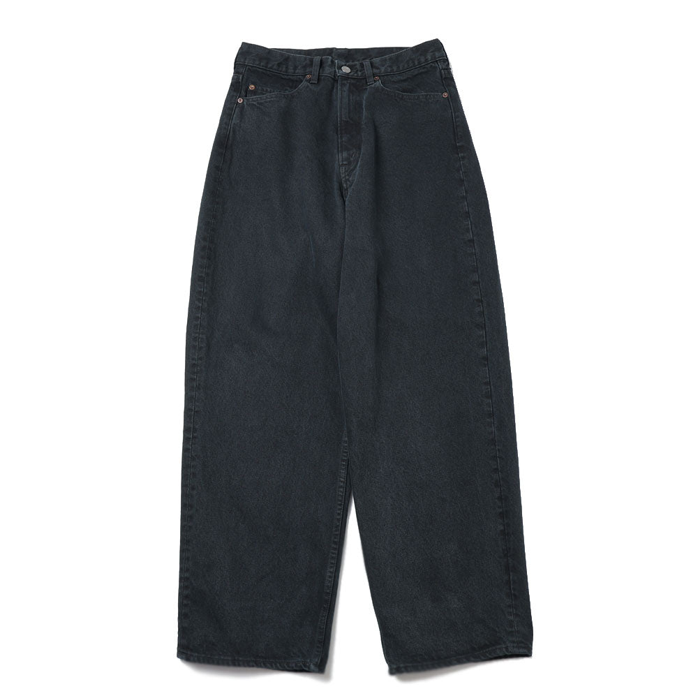 Black Washed Wide Denim Pants