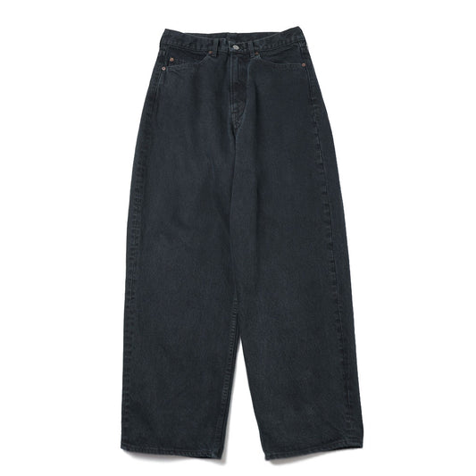 Black Washed Wide Denim Pants