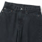 Black Washed Wide Denim Pants