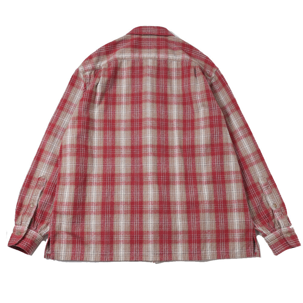 Vintage Cotton Silk Nep Twill Check Shirt(RED)