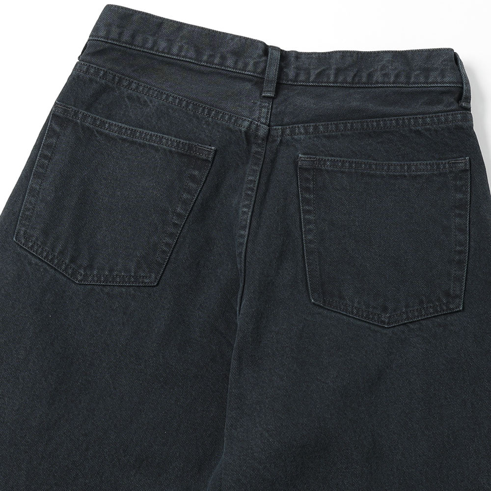 Black Washed Wide Denim Pants