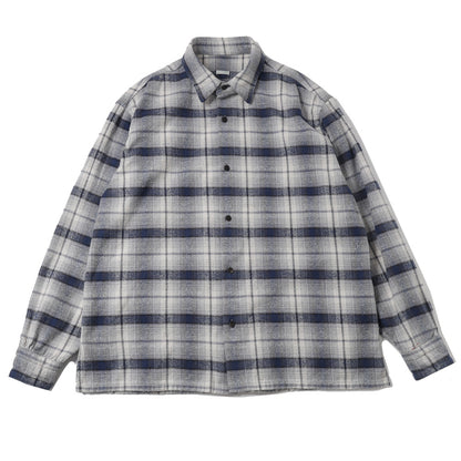 Vintage Cotton Silk Nep Twill Check Shirt(NAVY)