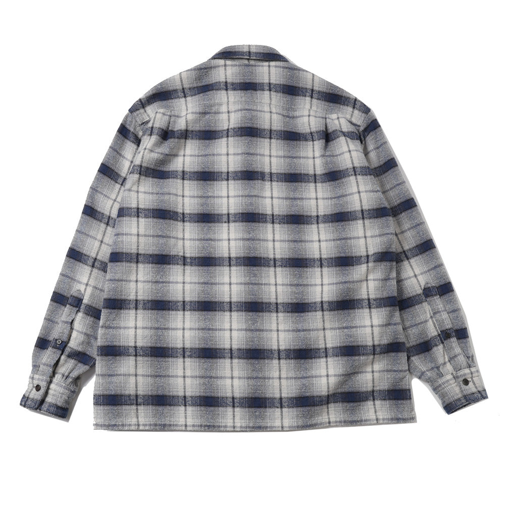 Vintage Cotton Silk Nep Twill Check Shirt(NAVY)