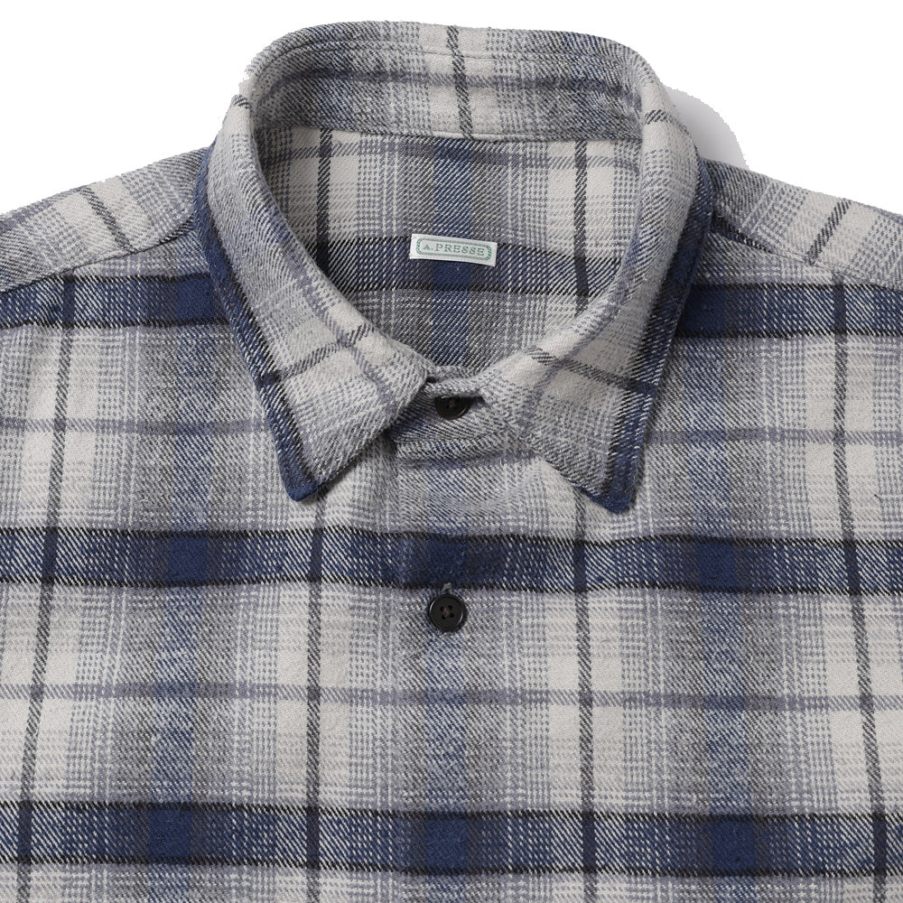 A.PRESSE Vintage Cotton Silk Nep Twill Check Shirt 26SAP-02-20