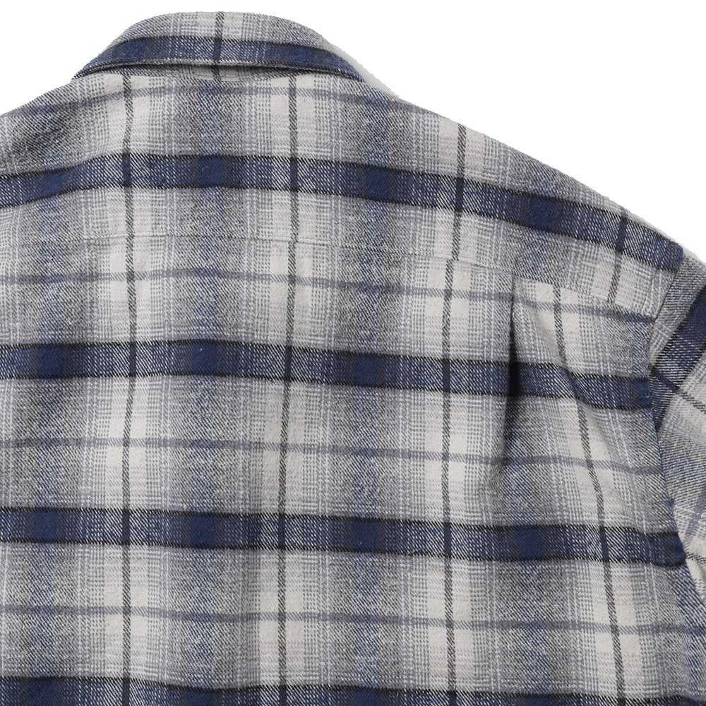 Vintage Cotton Silk Nep Twill Check Shirt(NAVY)