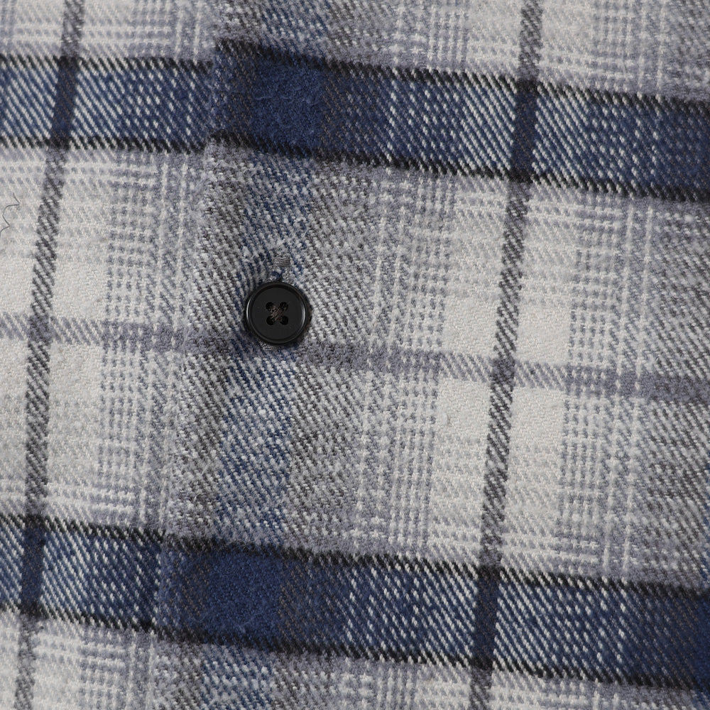 Vintage Cotton Silk Nep Twill Check Shirt(NAVY)