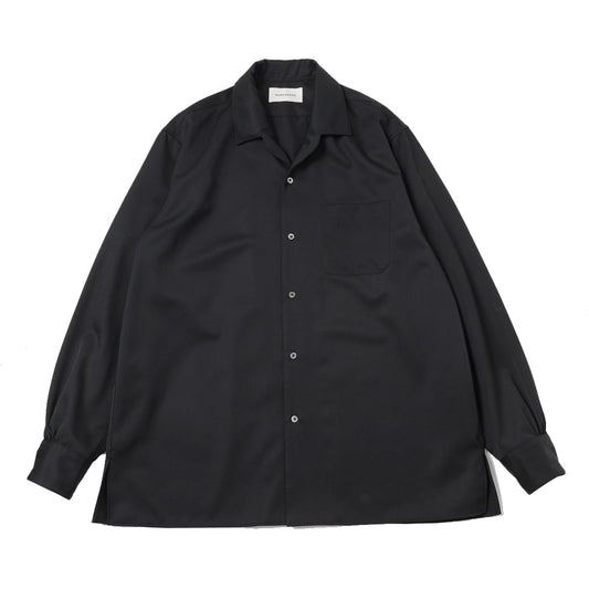 ITALIAN COLLAR SHIRT ORGANIC WOOL GABARDINE