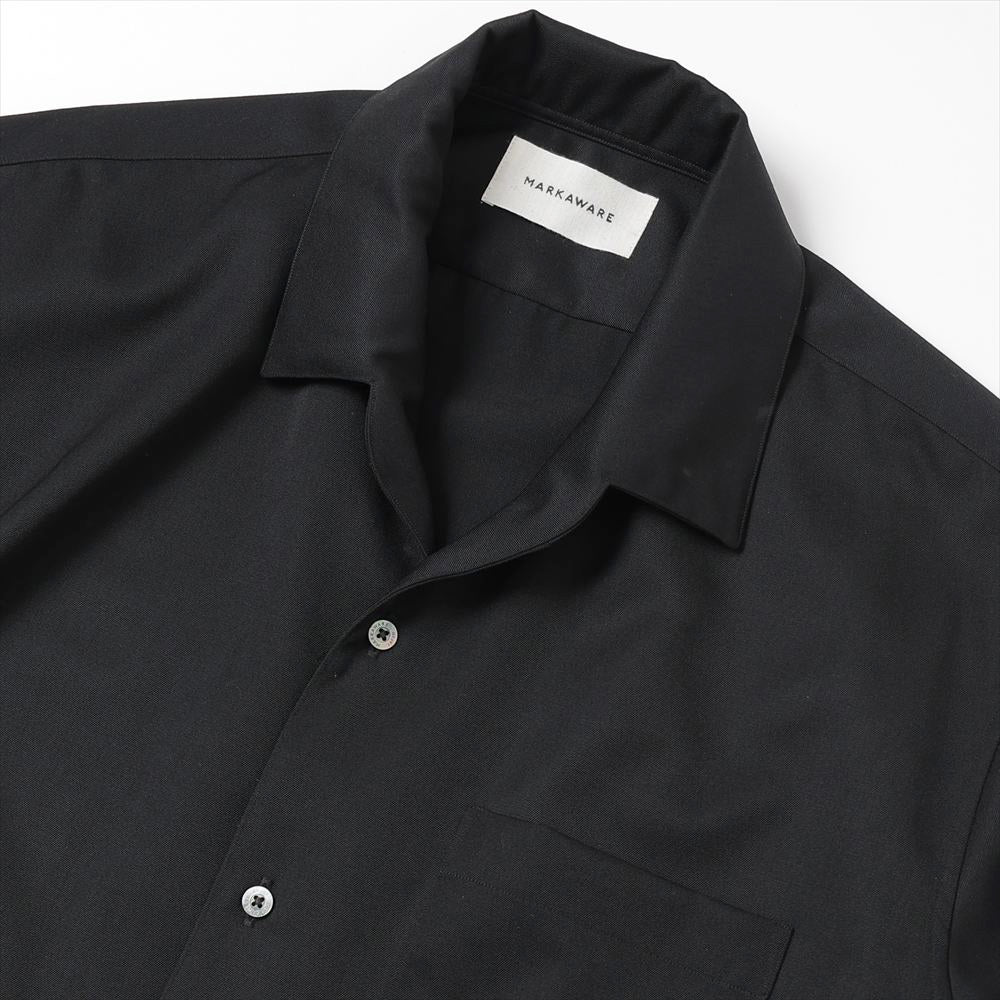 ITALIAN COLLAR SHIRT ORGANIC WOOL GABARDINE