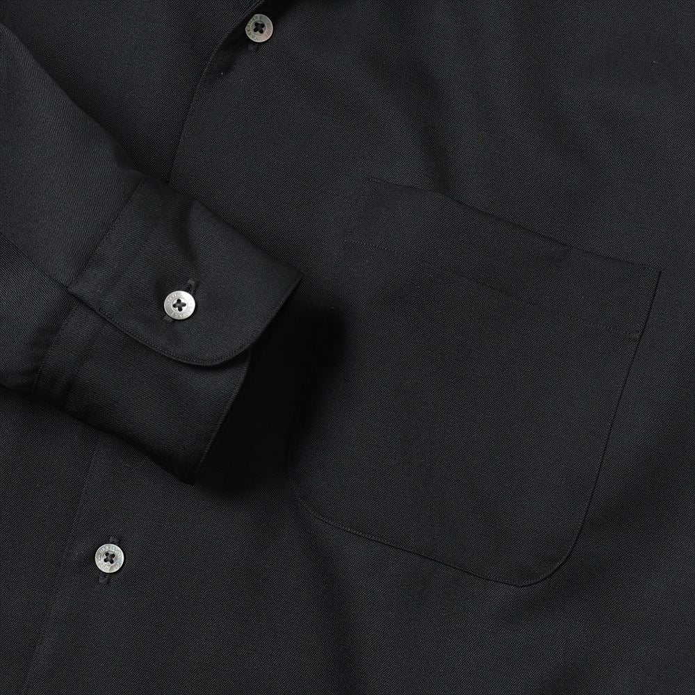 ITALIAN COLLAR SHIRT ORGANIC WOOL GABARDINE