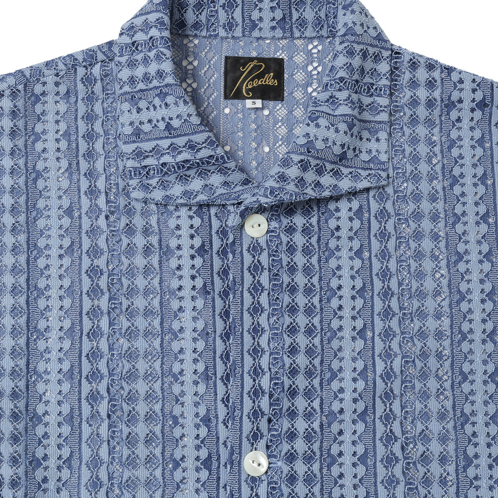 S/S Widespread Collar Shirt - Raschel Lace