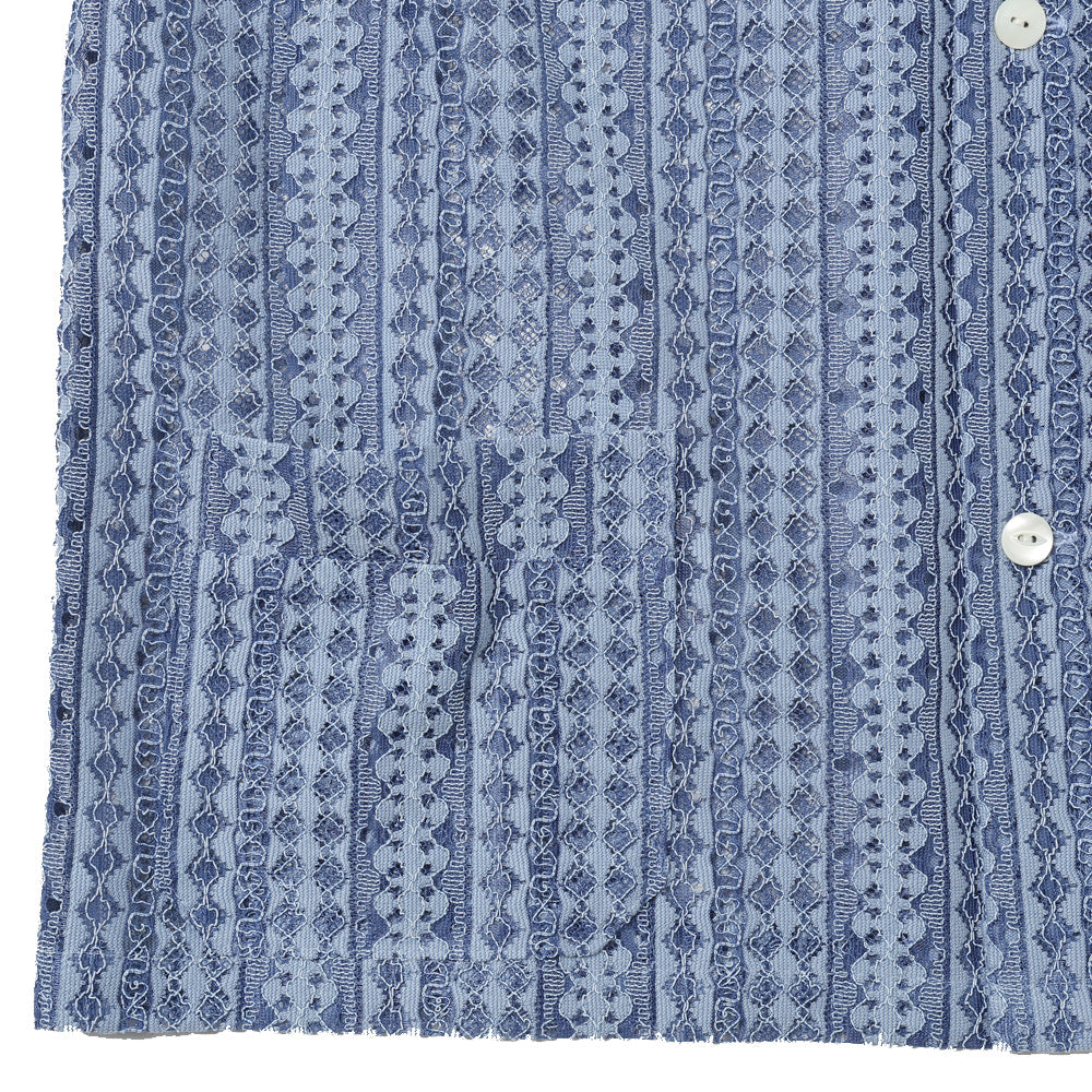 S/S Widespread Collar Shirt - Raschel Lace