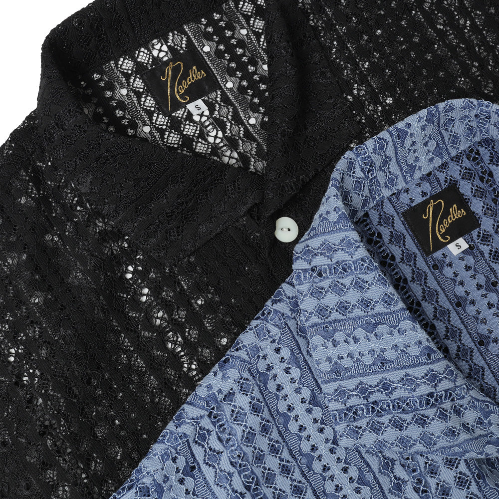 S/S Widespread Collar Shirt - Raschel Lace