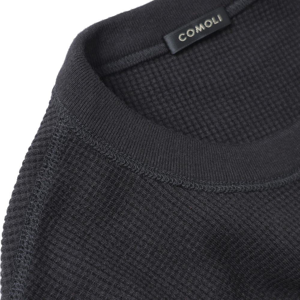 コットンカシミヤ ワッフル長袖クルー