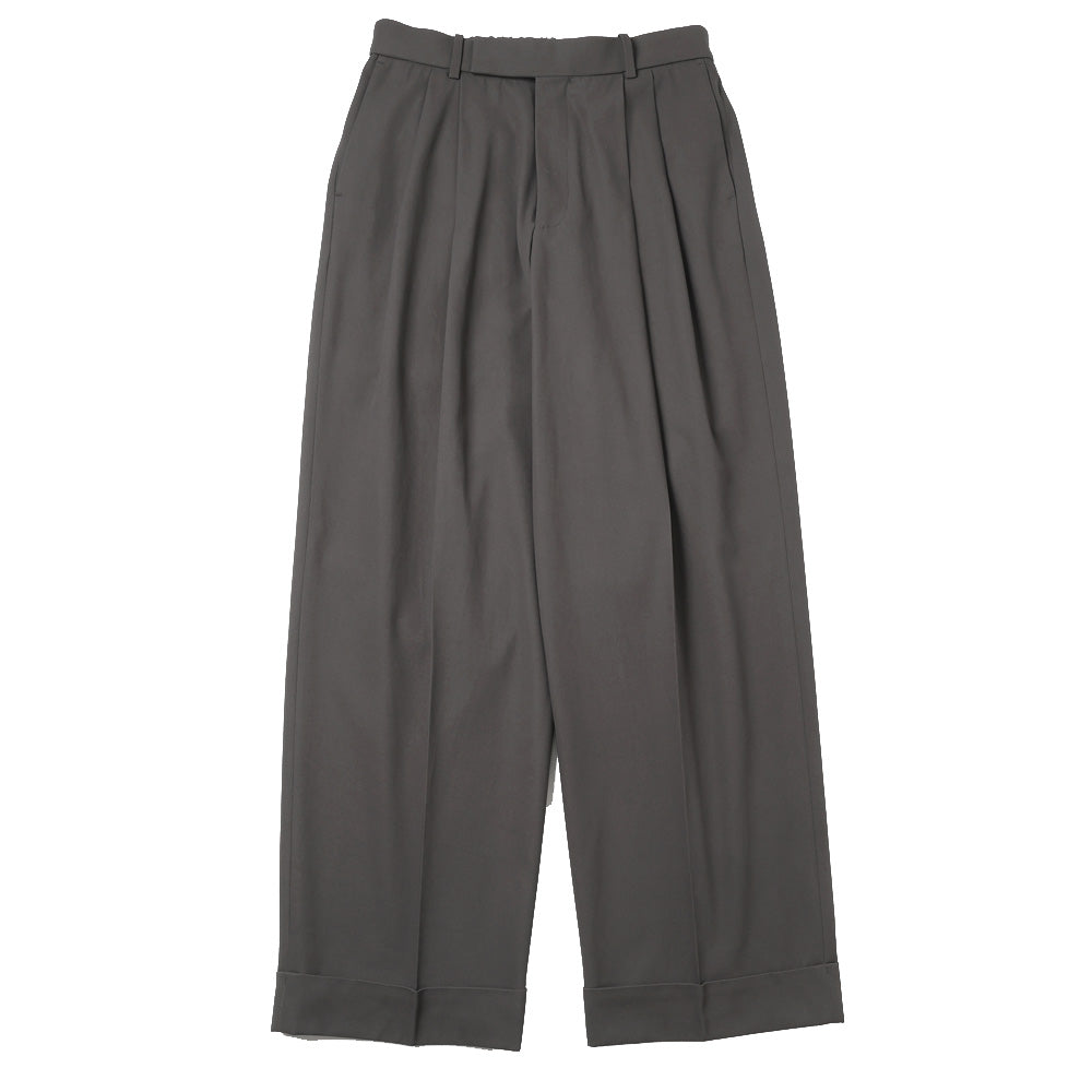 DOUBLE PLEATED SEMI EASY TROUSERS ORGANIC COTTON VOILE YARN TWILL