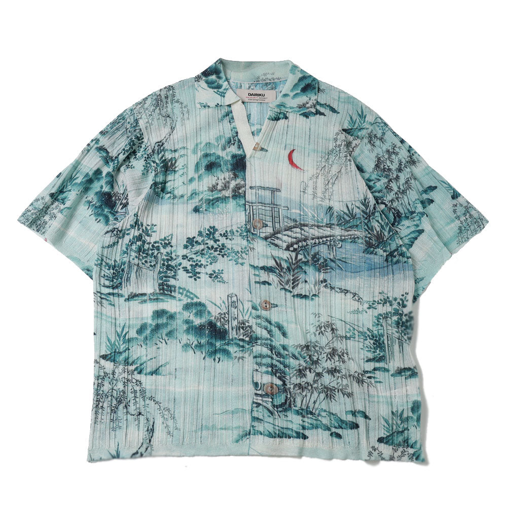 Japnese Pattern Aloha Transfer Print Polo Knit