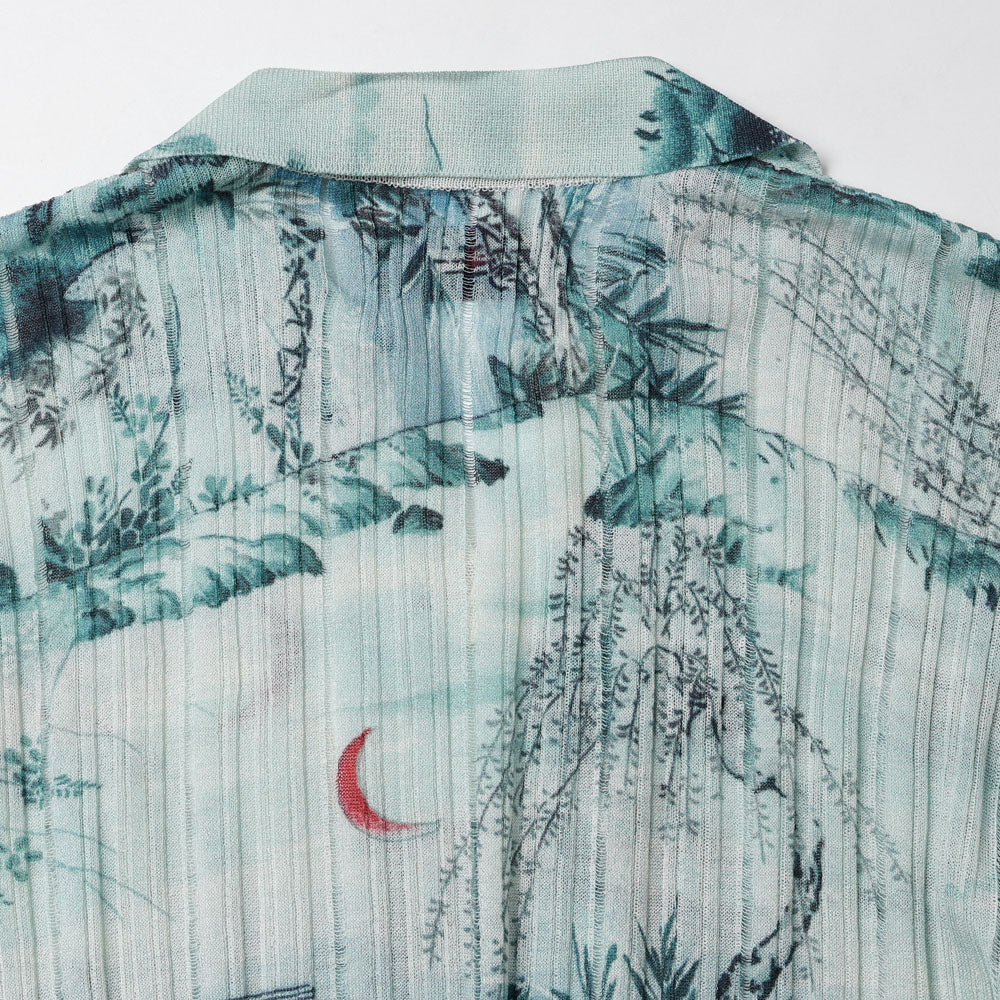 Japnese Pattern Aloha Transfer Print Polo Knit