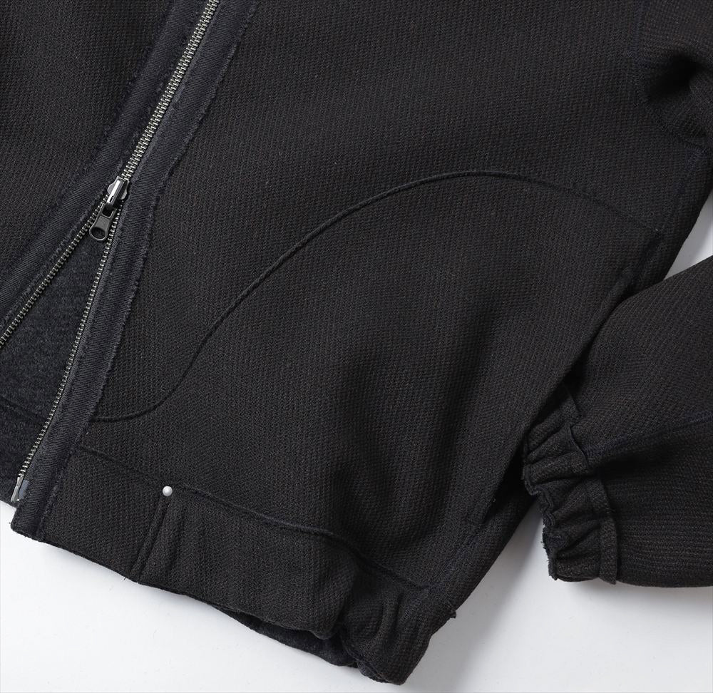 REVERSIBLE STAND NECK BLOUSON - Double Face Fab. Wool &amp; Crush Velour -