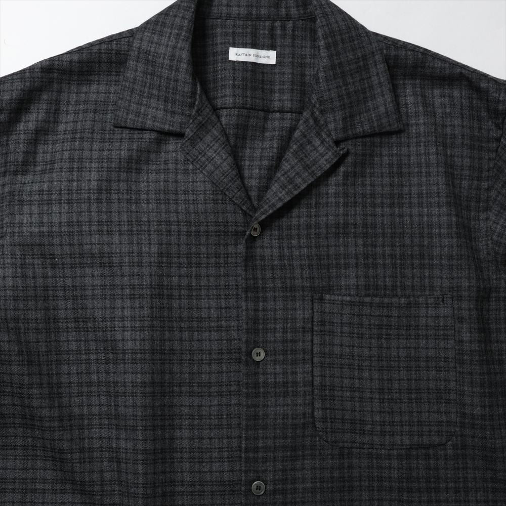 Wool Plaid Open Collar Shirt Presale 8/7
