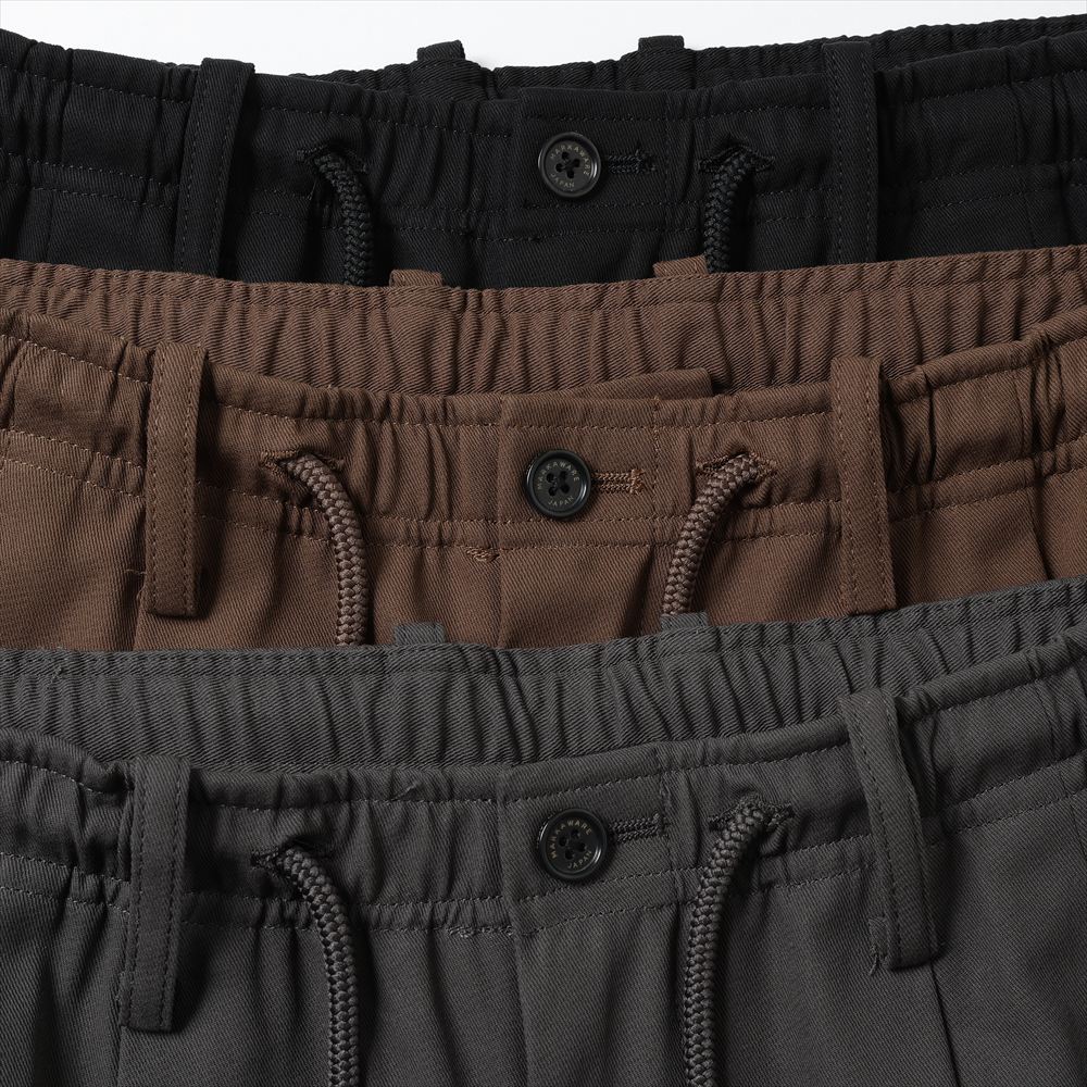 TRIPLE PLEATED EASY TROUSERS ORGANIC COTTON VOILE YARN TWILL