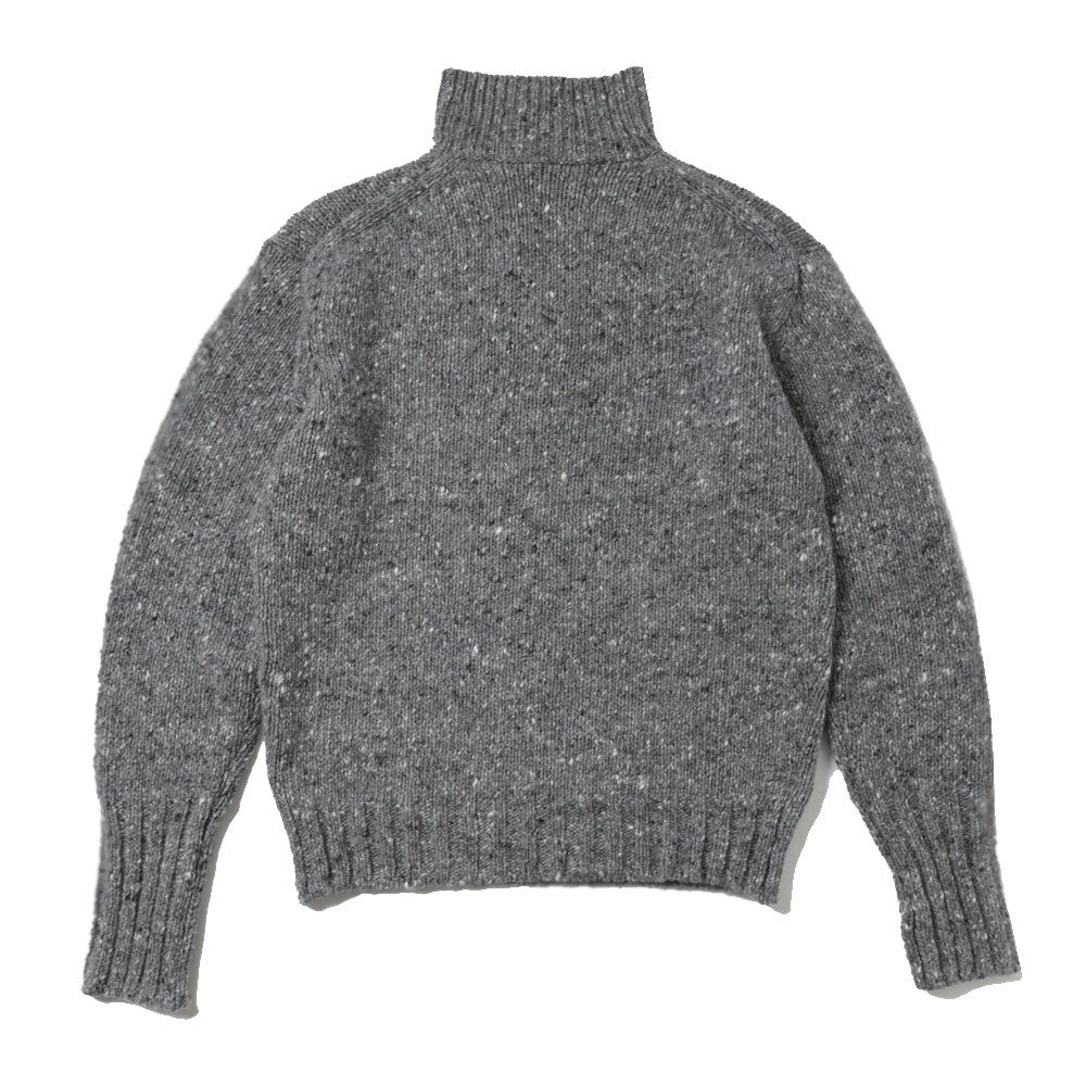 LOW-GAUGE HOMESPUN TWEED KNIT ZIP TURTLE