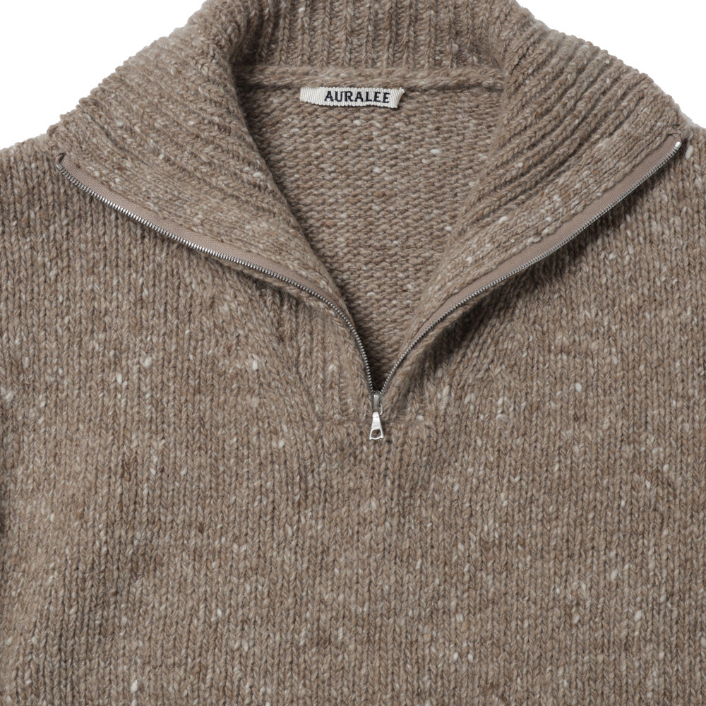 LOW-GAUGE HOMESPUN TWEED KNIT ZIP TURTLE